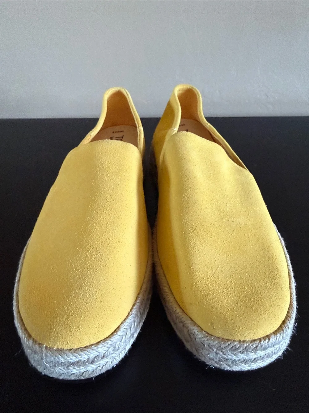 TOMS Alpargata Yellow Leather Slip On Espadrille Shoes Women's Size 9.5 NEW